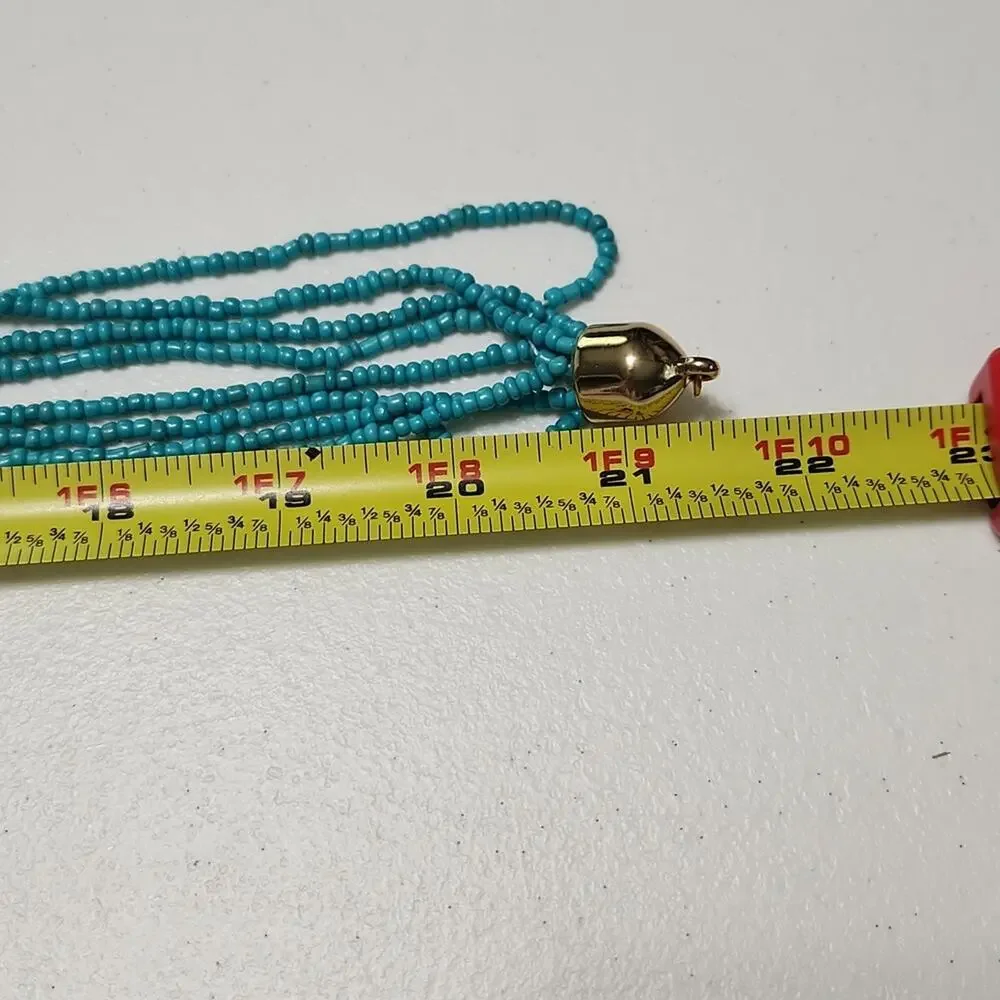 Necklace‎ Blue & Gold Beaded Lobster Claw Clasp